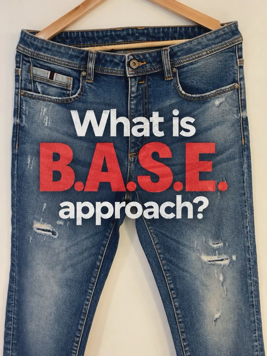 Illustration representing the B.A.S.E. method of denim fabric development